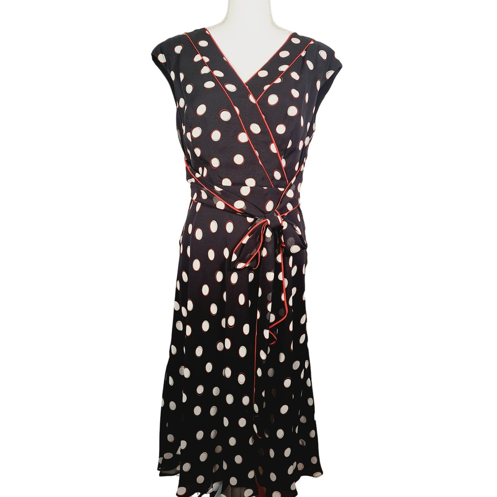 Coldwater Creek Women's V-Neck Silk Polka Dot Dress Size 10 NWT - Picture 1 of 8